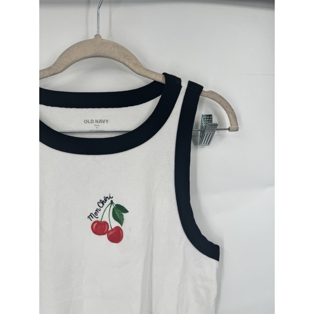Old Navy Snug Cropped Tank Top Women XL White Y2K Inspired Mon Cheri - Picture 8 of 8